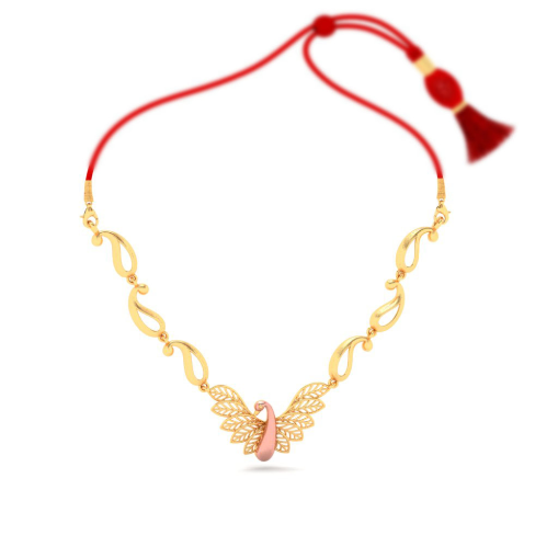 14K Peacock Themed Enchanting Gold Necklace Design