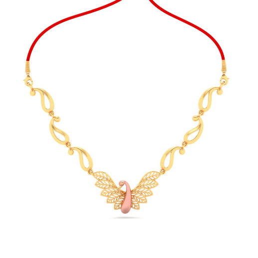 14K Peacock Themed Enchanting Gold Necklace Design