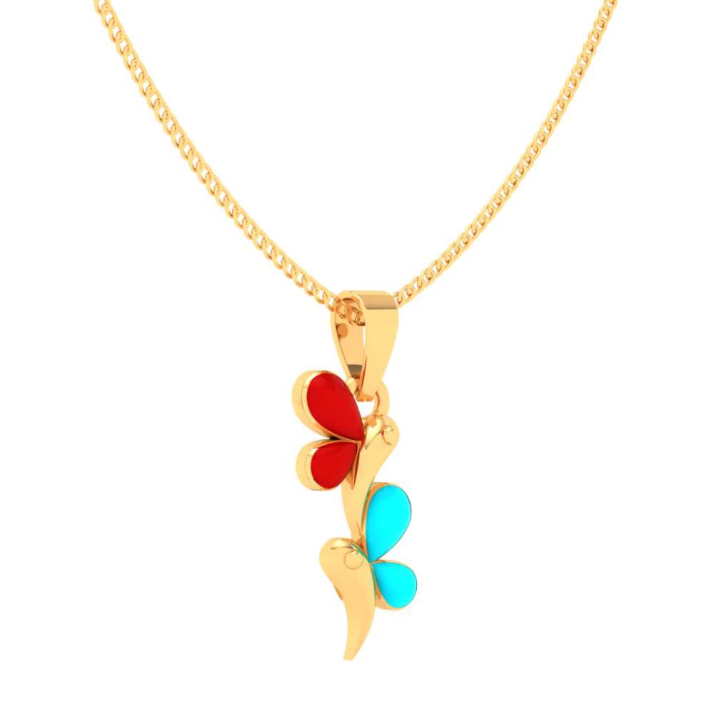 Dainty 22k Gold Twin Butterfly Designer Pendant from PC Chandra Valentine Collection