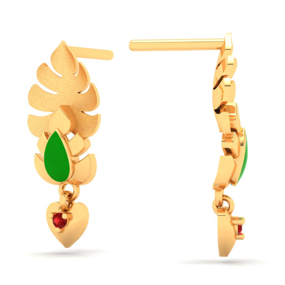 Stunning Leaves and Heart Design 22k Gold Earrings for Women Valentine Collection PC Chandra