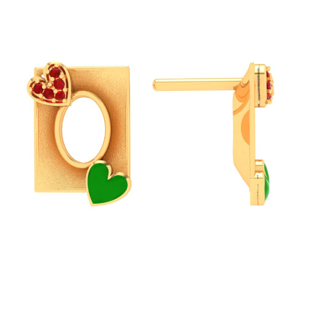 Dainty 22k Gold Hearts Motif Stud Earring for Women from PC Chandra Jewellers