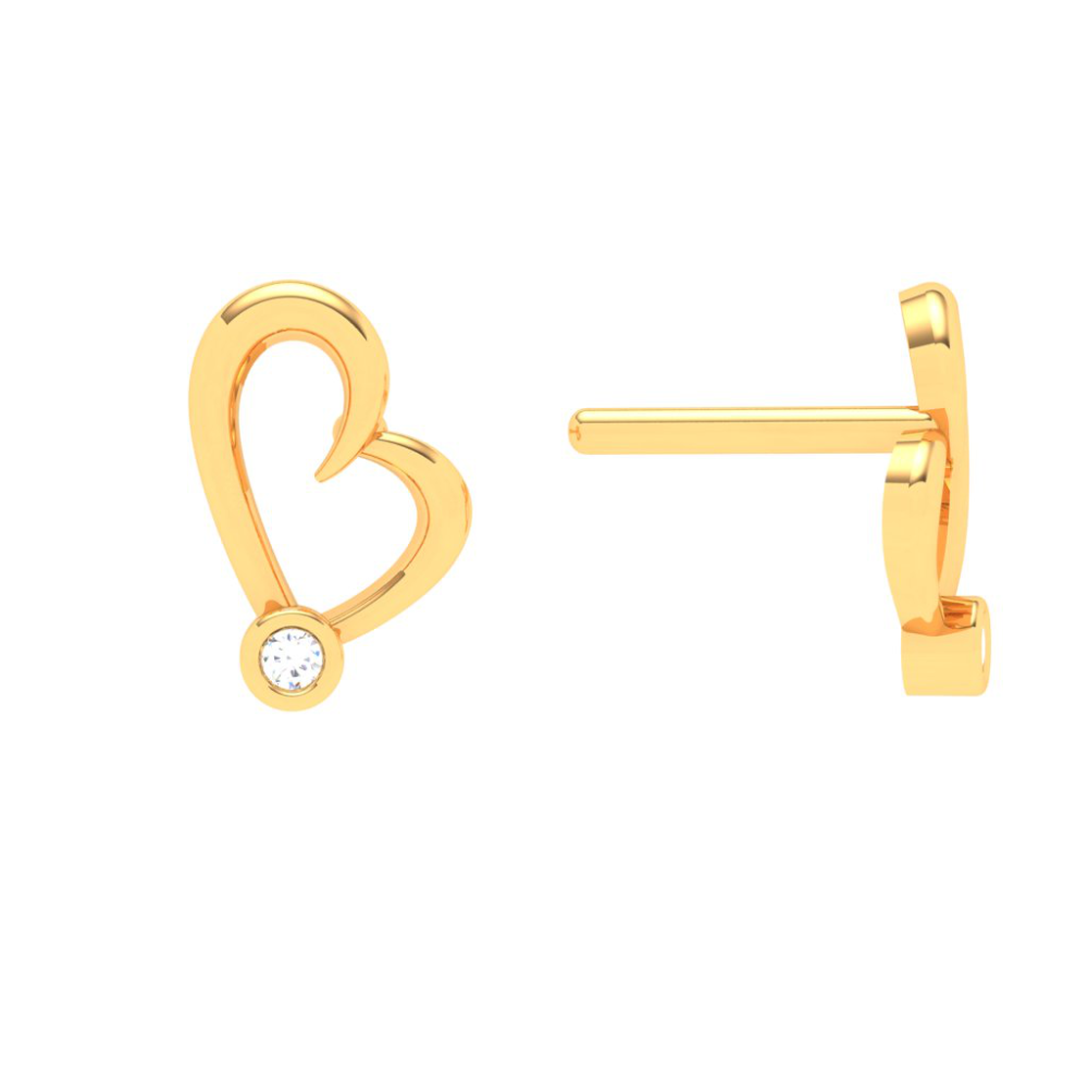 22k Gold Charming Heart Studs Earring for Women PC Chandra