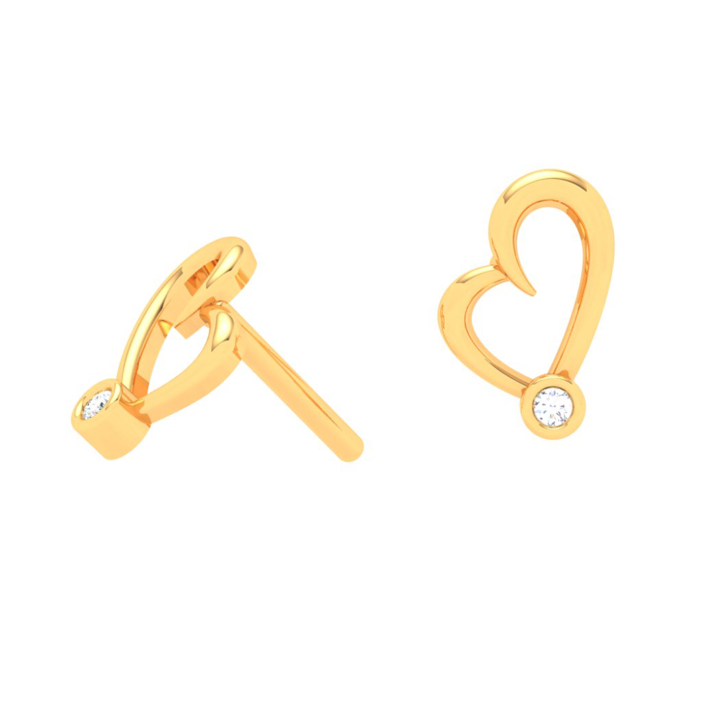 22k Gold Charming Heart Studs Earring for Women PC Chandra