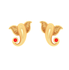 14k Cute Ganesha Motif Studs Earrings For Women From Amazea Collection