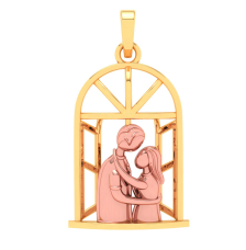 22K Gold Pendant in the shape of a Couple standing in front of a Window from Online Exclusive Collection 