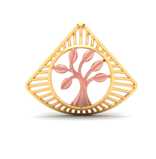 22K unique shaped gold pendant with a rose gold tree inside from Online Exclusive